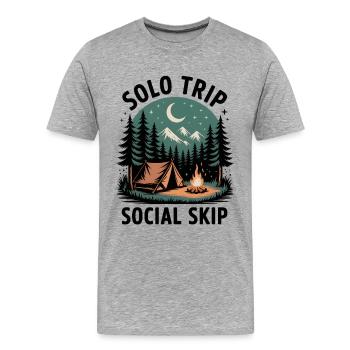 En solo au lieu de bavarder un peu Camping Introverti - T-shirt bio Premium Homme - gris chiné - Devant - Damien (186cm)