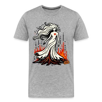 Sirène du Cœur de Braise - T-shirt bio Premium Homme - gris chiné - Devant - Damien (186cm)