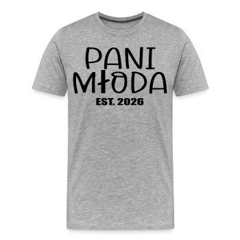 Mariée 2026 - T-shirt bio Premium Homme - gris chiné - Devant - Damien (186cm)
