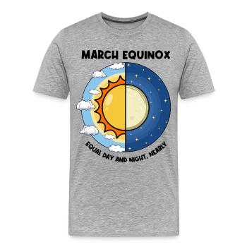 Équinoxe de mars Jour et nuit Équinoxe de printemps - T-shirt bio Premium Homme - gris chiné - Devant - Damien (186cm)