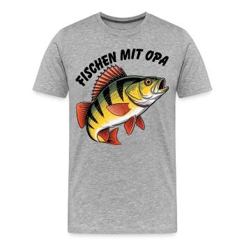 Angeln mit Opa - Männer Premium Bio T-Shirt - Grau meliert - Vorne - Damien (186cm)