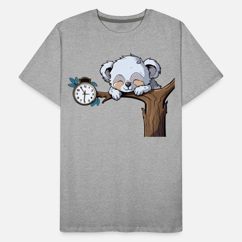 Sleeping koala on the clock branch Men's Premium Organic T-Shirt