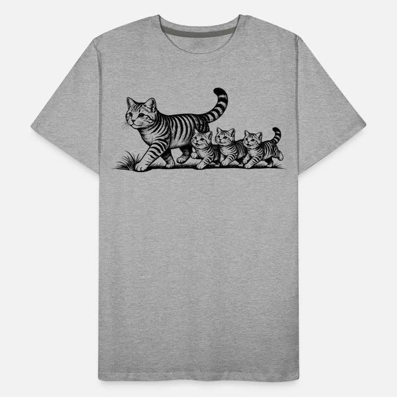 Mère chatte avec 3 chatons noirs T-shirt bio Premium Homme