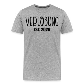 Hochzeit Verlobung 2026 - Männer Premium Bio T-Shirt - Grau meliert - Vorne - Damien (186cm)