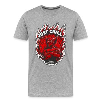 Inferno-Dämon Entspann dich einfach - Männer Premium Bio T-Shirt - Grau meliert - Vorne - Damien (186cm)