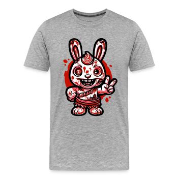 Blood Bunny Grin - Men's Premium Organic T-Shirt - heather grey - Front - Damien (186cm)
