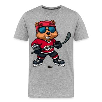 Hockey sur glace des Beavers - T-shirt bio Premium Homme - gris chiné - Devant - Damien (186cm)