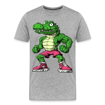 Gym Alligator - Männer Premium Bio T-Shirt - Grau meliert - Vorne - Damien (186cm)