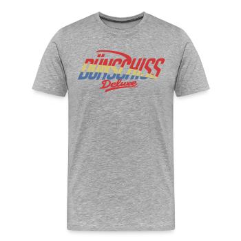 Duenschiss deluxe - Männer Premium Bio T-Shirt - Grau meliert - Vorne - Damien (186cm)