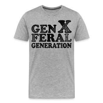 Génération Féroce Vintage Génération X - T-shirt bio Premium Homme - gris chiné - Devant - Damien (186cm)