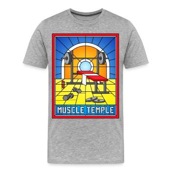 Muscle Temple Buntglas-Turnhalle - Männer Premium Bio T-Shirt - Grau meliert - Vorne - Damien (186cm)