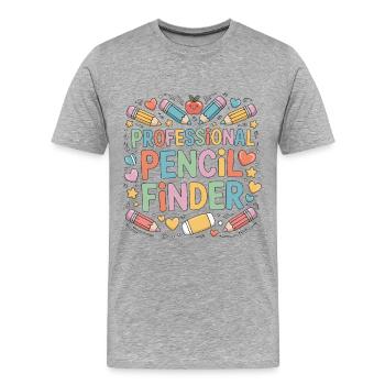 Enseignant professionnel du crayon en primaire - T-shirt bio Premium Homme - gris chiné - Devant - Damien (186cm)