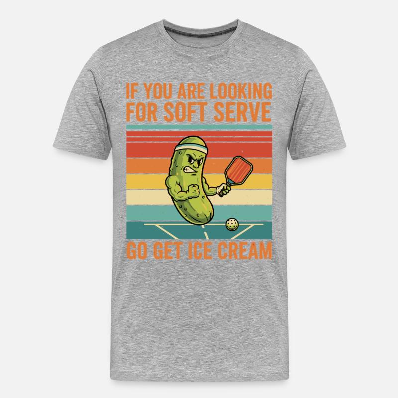 Pickleball Lustiger Softaufschlong Hol Eiscreme - Männer Premium Bio T-Shirt - Grau meliert