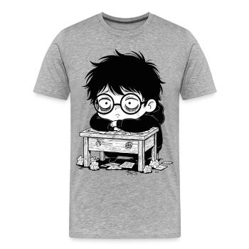 Student Burnout Office Blank Stare - Men's Premium Organic T-Shirt - heather grey - Front - Damien (186cm)
