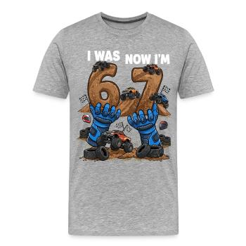 6 7 Birthday Monster Truck Style - Men's Premium Organic T-Shirt - heather grey - Front - Damien (186cm)