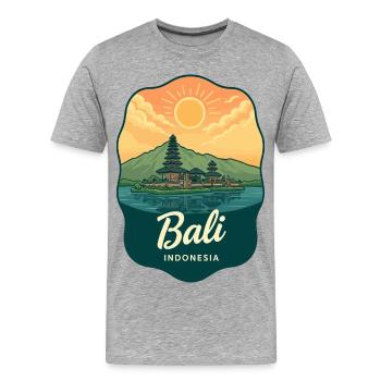 Bali Temple Vintage Sunset Reiseabzeichen - Männer Premium Bio T-Shirt - Grau meliert - Vorne - Damien (186cm)