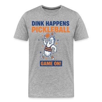 Pickleball Dink se passe Joueur drôle - T-shirt bio Premium Homme - gris chiné - Devant - Damien (186cm)