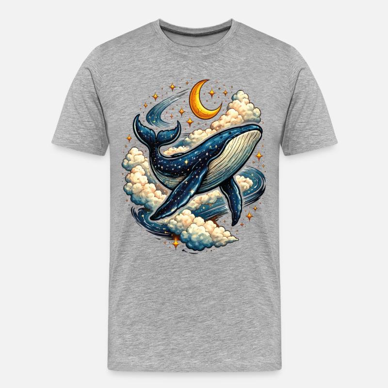 Himmlischer Wal in den Wolken - Männer Premium Bio T-Shirt - Grau meliert