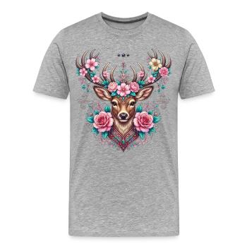 T-shirt de cerf Chemise traditionnelle féminine Chemise traditionnelle - T-shirt bio Premium Homme - gris chiné - Devant - Damien (186cm)