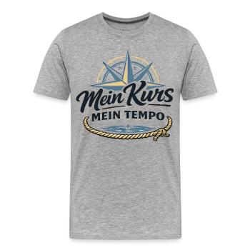 Mein Kurs mein Tempo maritimes Kompass Motiv - Männer Premium Bio T-Shirt - Grau meliert - Vorne - Damien (186cm)