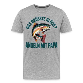 Angeln mit Papa - Männer Premium Bio T-Shirt - Grau meliert - Vorne - Damien (186cm)