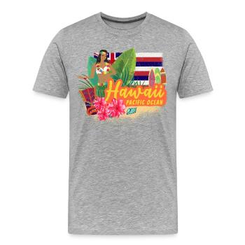 Hawaii Hula-Tänzerin Pazifik Vintage Souvenir - Männer Premium Bio T-Shirt - Grau meliert - Vorne - Damien (186cm)