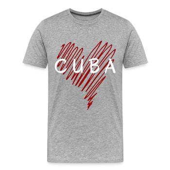 J’aime Cuba, cœur Cuba - T-shirt bio Premium Homme - gris chiné - Devant - Damien (186cm)