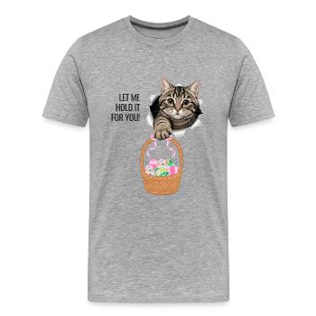 Laisse-moi la tenir pour toi - T-shirt bio Premium Homme - gris chiné - Devant - Damien (186cm)