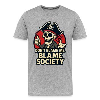 Tee Satire du Crâne de Pirate - T-shirt bio Premium Homme - gris chiné - Devant - Damien (186cm)