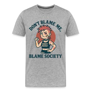 Gib mir nicht die Schuld, Punk Sweet Agony Tee - Männer Premium Bio T-Shirt - Grau meliert - Vorne - Damien (186cm)