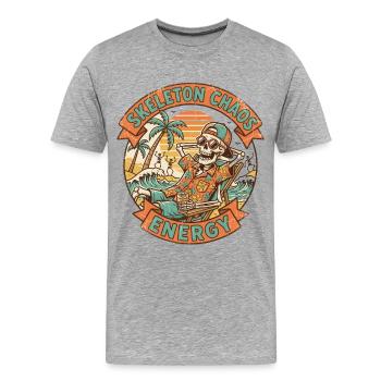 Skeleton Chaos Energy Retro Strand Grafik - Männer Premium Bio T-Shirt - Grau meliert - Vorne - Damien (186cm)