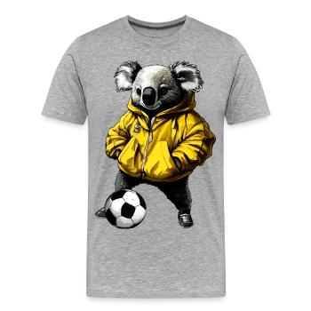 Fussball Koala - Männer Premium Bio T-Shirt - Grau meliert - Vorne - Damien (186cm)