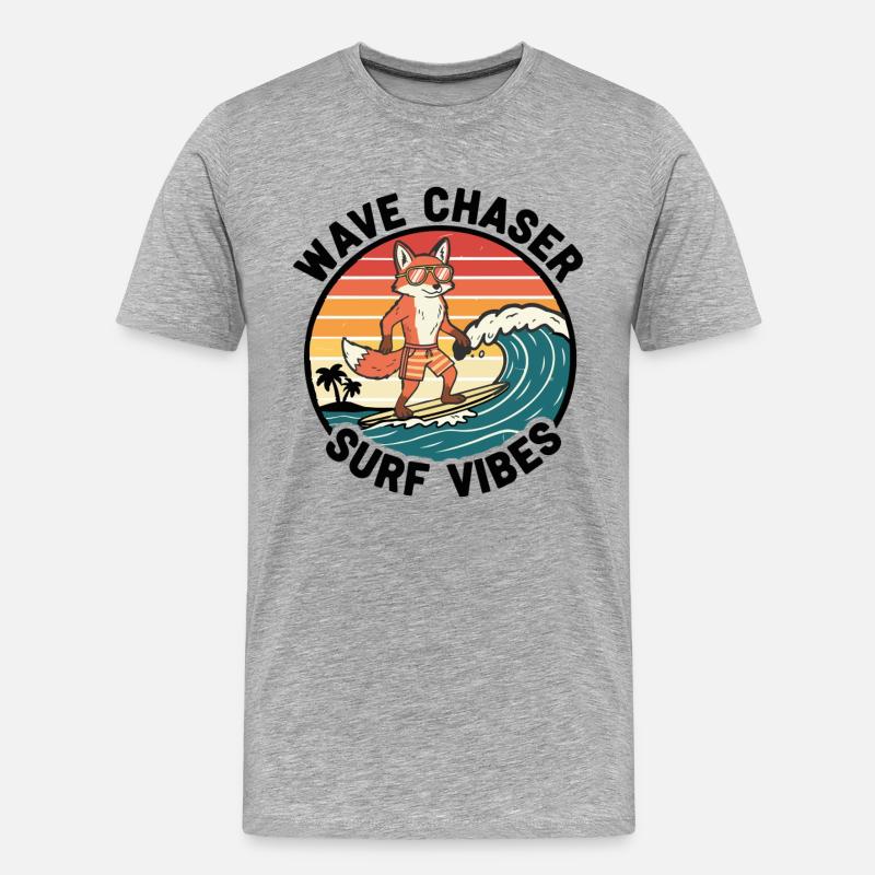 Fox Surfer Wave Chaser Surf-Vibes - Männer Premium Bio T-Shirt - Grau meliert