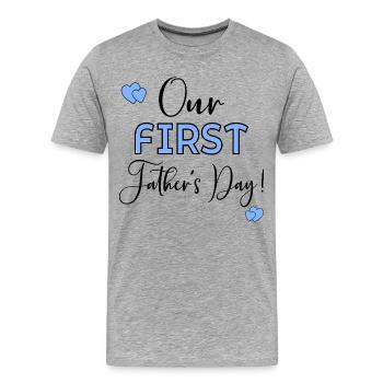 Erster Vatertags-Baby - Männer Premium Bio T-Shirt - Grau meliert - Vorne - Damien (186cm)