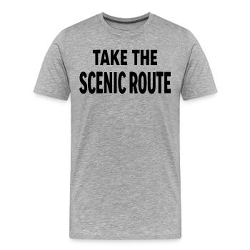 Take the scenic route Abenteuer Reise Spruch - Men's Premium Organic T-Shirt - heather grey - Front - Damien (186cm)