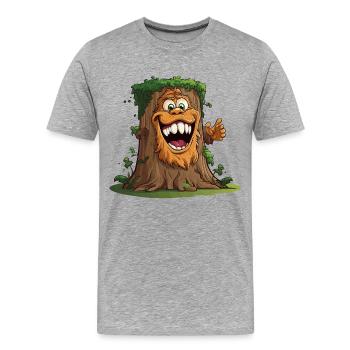Baumriese mit breitem Grinsen - Männer Premium Bio T-Shirt - Grau meliert - Vorne - Damien (186cm)