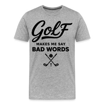 Golf und Schimpfwörter: Der Humor des Golfers - Männer Premium Bio T-Shirt - Grau meliert - Vorne - Damien (186cm)