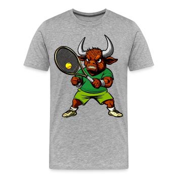 Stier Tennisspieler - Männer Premium Bio T-Shirt - Grau meliert - Vorne - Damien (186cm)