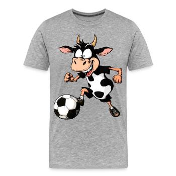 Kuh Fussballer - Männer Premium Bio T-Shirt - Grau meliert - Vorne - Damien (186cm)