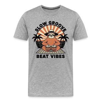 Paresseux Sloth Bongo Slow Groove Beat Vibes - T-shirt bio Premium Homme - gris chiné - Devant - Damien (186cm)
