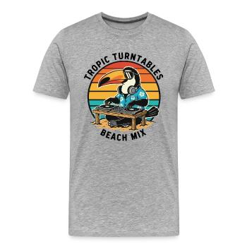 Toucan DJ Tropic Turntables Beach Mix - T-shirt bio Premium Homme - gris chiné - Devant - Damien (186cm)