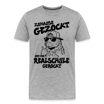 Zuhause gezockt Realschule gerockt Schulabschluss - Männer Premium Bio T-Shirt - Grau meliert - Vorne - Damien (186cm)