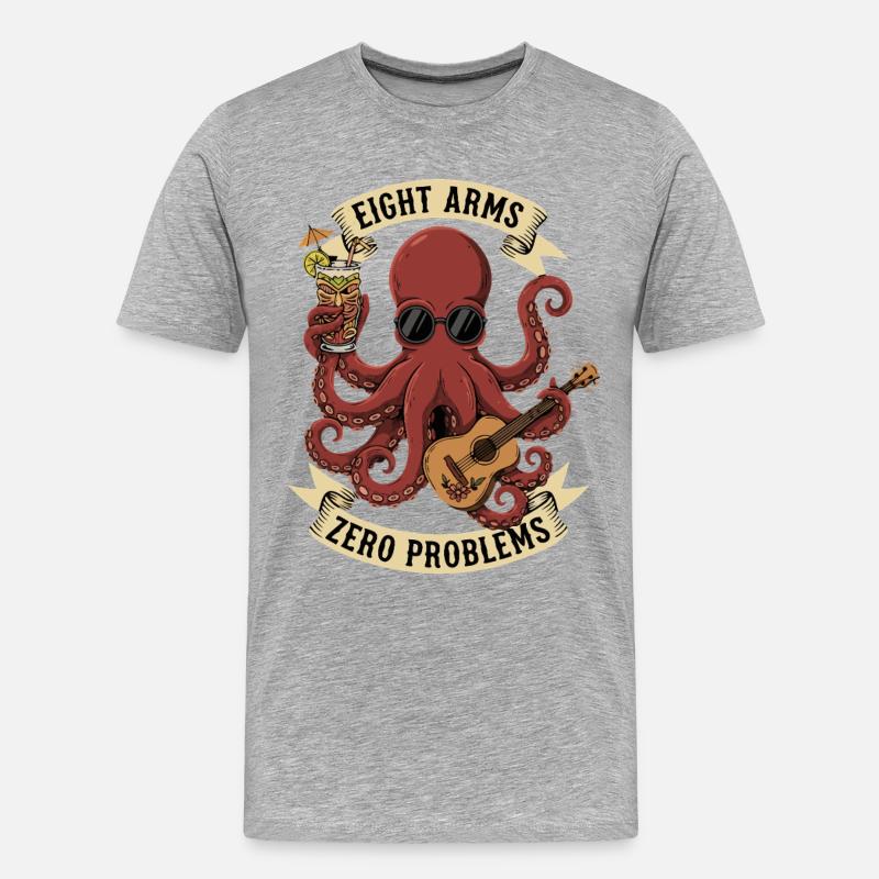 Eight Arms Zero Problems - Männer Premium Bio T-Shirt - Grau meliert