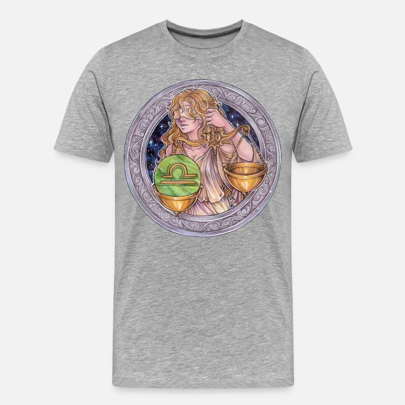 Zodiac Sign Sternzeichen Waage Libra Geschenk - Männer Premium Bio T-Shirt - Grau meliert