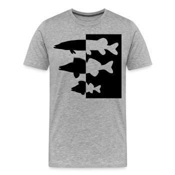 Pike and zander perch - Men's Premium Organic T-Shirt - heather grey - Front - Damien (186cm)