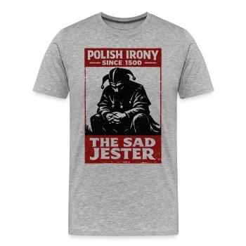 Polish Irony Stańczyk The Sad Jester - Men's Premium Organic T-Shirt - heather grey - Front - Damien (186cm)