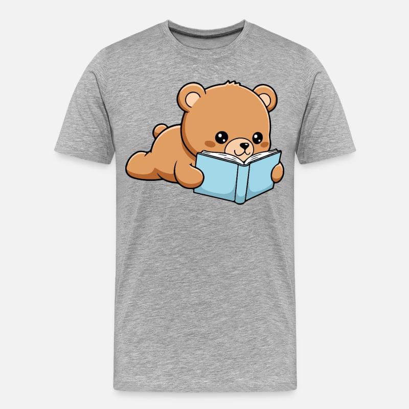 Libro Orso Buffo Libro che legge - Maglietta ecologica premium da uomo - grigio melange