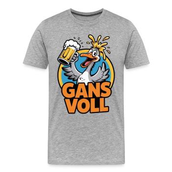 Gans Voll T-Shirt Lustiges Bier Vatertag Shirt - Männer Premium Bio T-Shirt - Grau meliert - Vorne - Damien (186cm)