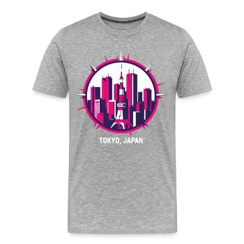 Tokyo Japan Skyline Kompass - Männer Premium Bio T-Shirt - Grau meliert - Vorne - Damien (186cm)