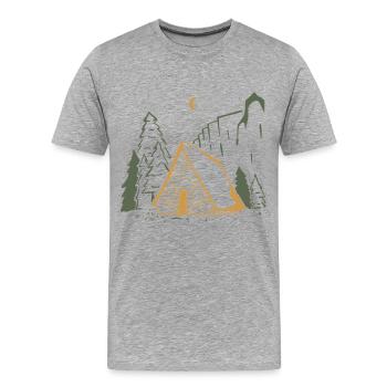 Nuit de cabane rustique au clair de lune - T-shirt bio Premium Homme - gris chiné - Devant - Damien (186cm)